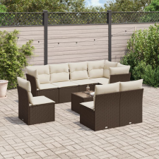 vidaXL 9 részes barna polyrattan kerti ülőgarnitúra párnákkal kerti bútor