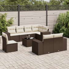 vidaXL 9 részes barna polyrattan kerti ülőgarnitúra párnákkal kerti bútor