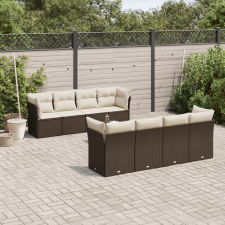 vidaXL 9 részes barna polyrattan kerti ülőgarnitúra párnákkal kerti bútor