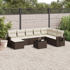 vidaXL 9 részes barna polyrattan kerti ülőgarnitúra párnákkal kerti bútor