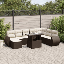 vidaXL 9 részes barna polyrattan kerti ülőgarnitúra párnákkal kerti bútor