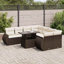 vidaXL 9 részes barna polyrattan kerti ülőgarnitúra párnákkal kerti bútor