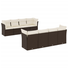 vidaXL 9 részes barna polyrattan kerti ülőgarnitúra párnákkal (3217313) kerti bútor