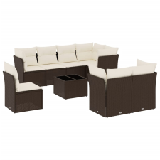 vidaXL 9 részes barna polyrattan kerti ülőgarnitúra párnákkal (3217943) kerti bútor