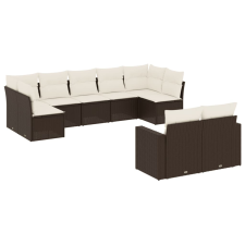 vidaXL 9-részes barna polyrattan kerti ülőgarnitúra párnákkal (3219413) kerti bútor