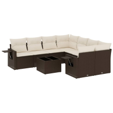 vidaXL 9 részes barna polyrattan kerti ülőgarnitúra párnákkal (3219962) kerti bútor