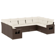vidaXL 9-részes barna polyrattan kerti ülőgarnitúra párnákkal (3220602) kerti bútor