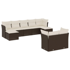 vidaXL 9 részes barna polyrattan kerti ülőgarnitúra párnákkal (3250152) kerti bútor