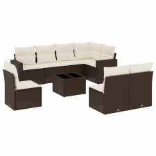 vidaXL 9 részes barna polyrattan kerti ülőgarnitúra párnákkal (3251420) kerti bútor