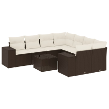 vidaXL 9 részes barna polyrattan kerti ülőgarnitúra párnákkal (3254700) kerti bútor