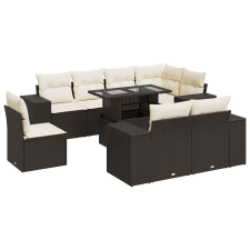 vidaXL 9 részes barna polyrattan kerti ülőgarnitúra párnákkal (3326824) kerti bútor