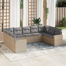 vidaXL 9-részes bézs polyrattan kerti ülőgarnitúra párnákkal kerti bútor