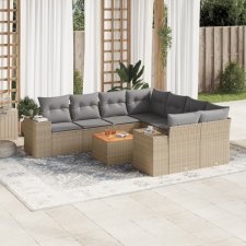 vidaXL 9-részes bézs polyrattan kerti ülőgarnitúra párnákkal kerti bútor