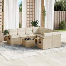 vidaXL 9-részes bézs polyrattan kerti ülőgarnitúra párnákkal kerti bútor