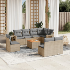 vidaXL 9-részes bézs polyrattan kerti ülőgarnitúra párnákkal kerti bútor