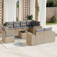 vidaXL 9-részes bézs polyrattan kerti ülőgarnitúra párnákkal kerti bútor