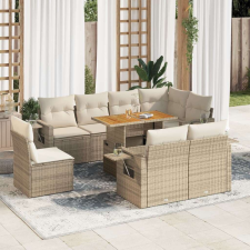 vidaXL 9 részes bézs polyrattan kerti ülőgarnitúra párnákkal kerti bútor