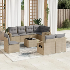 vidaXL 9-részes bézs polyrattan kerti ülőgarnitúra párnákkal kerti bútor