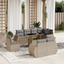 vidaXL 9 részes bézs polyrattan kerti ülőgarnitúra párnákkal kerti bútor