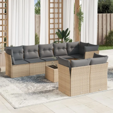 vidaXL 9-részes bézs polyrattan kerti ülőgarnitúra párnákkal kerti bútor