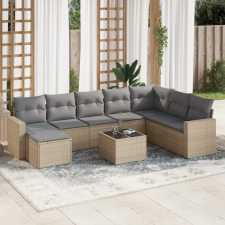 vidaXL 9-részes bézs polyrattan kerti ülőgarnitúra párnákkal kerti bútor