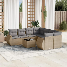 vidaXL 9-részes bézs polyrattan kerti ülőgarnitúra párnákkal kerti bútor