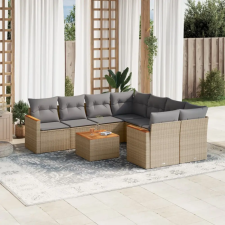 vidaXL 9-részes bézs polyrattan kerti ülőgarnitúra párnákkal kerti bútor