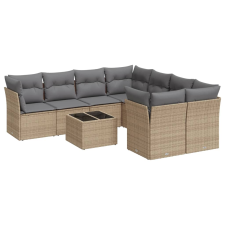 vidaXL 9-részes bézs polyrattan kerti ülőgarnitúra párnákkal (3217319) kerti bútor
