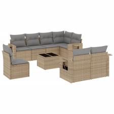 vidaXL 9-részes bézs polyrattan kerti ülőgarnitúra párnákkal (3252786) kerti bútor