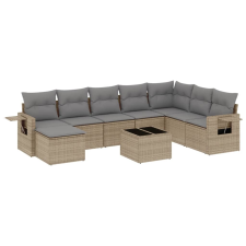 vidaXL 9-részes bézs polyrattan kerti ülőgarnitúra párnákkal (3252906) kerti bútor