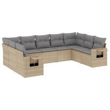 vidaXL 9-részes bézs polyrattan kerti ülőgarnitúra párnákkal (3252936) kerti bútor