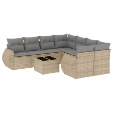 vidaXL 9-részes bézs polyrattan kerti ülőgarnitúra párnákkal (3253496) kerti bútor