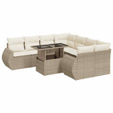 vidaXL 9 részes bézs polyrattan kerti ülőgarnitúra párnákkal (3326609) kerti bútor