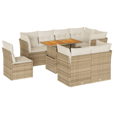 vidaXL 9 részes bézs polyrattan kerti ülőgarnitúra párnákkal (3326942) kerti bútor