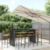 vidaXL 9-részes fekete polyrattan és tömör akácfa kerti bárszett