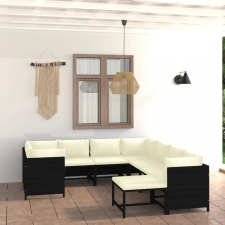 vidaXL 9 részes fekete polyrattan kerti ülőgarnitúra párnákkal kerti bútor