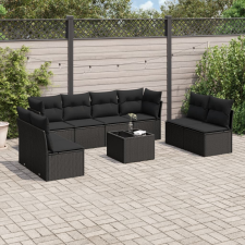 vidaXL 9 részes fekete polyrattan kerti ülőgarnitúra párnákkal kerti bútor