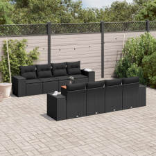 vidaXL 9 részes fekete polyrattan kerti ülőgarnitúra párnákkal kerti bútor