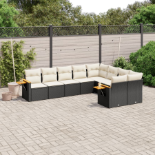 vidaXL 9 részes fekete polyrattan kerti ülőgarnitúra párnákkal kerti bútor