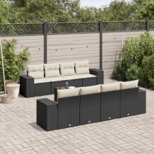 vidaXL 9 részes fekete polyrattan kerti ülőgarnitúra párnákkal kerti bútor
