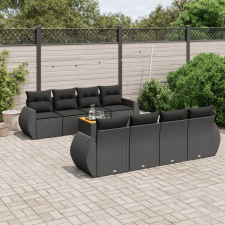 vidaXL 9 részes fekete polyrattan kerti ülőgarnitúra párnákkal kerti bútor