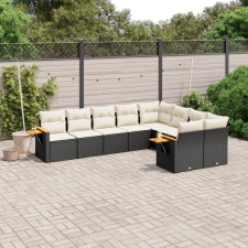 vidaXL 9 részes fekete polyrattan kerti ülőgarnitúra párnákkal kerti bútor