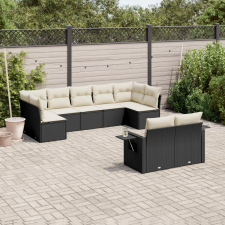 vidaXL 9 részes fekete polyrattan kerti ülőgarnitúra párnákkal kerti bútor