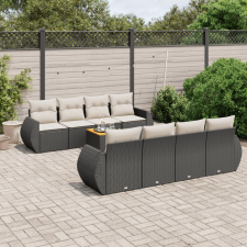 vidaXL 9 részes fekete polyrattan kerti ülőgarnitúra párnákkal kerti bútor
