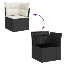 vidaXL 9 részes fekete polyrattan kerti ülőgarnitúra párnákkal kerti bútor