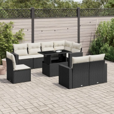 vidaXL 9 részes fekete polyrattan kerti ülőgarnitúra párnákkal kerti bútor