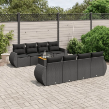 vidaXL 9 részes fekete polyrattan kerti ülőgarnitúra párnákkal kerti bútor