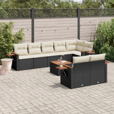vidaXL 9 részes fekete polyrattan kerti ülőgarnitúra párnákkal kerti bútor