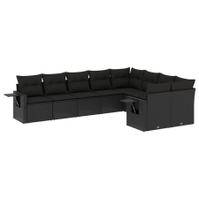 vidaXL 9 részes fekete polyrattan kerti ülőgarnitúra párnákkal (3220634) kerti bútor