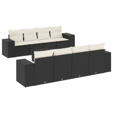 vidaXL 9 részes fekete polyrattan kerti ülőgarnitúra párnákkal (3222345) kerti bútor